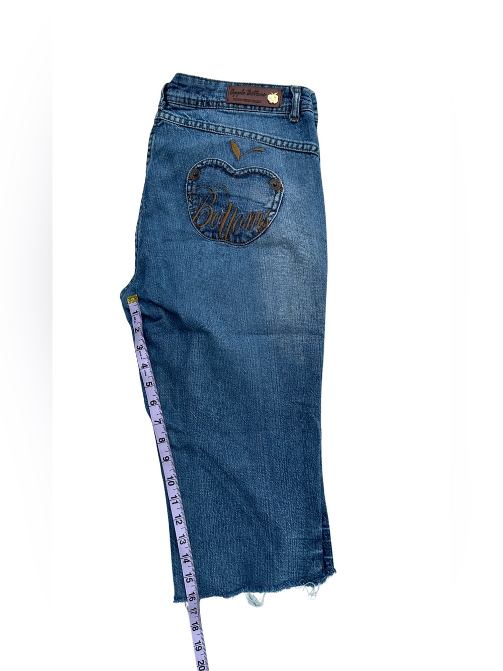 Y2K Apple Bottoms Denim Jorts Capri Shorts Low Rise Embroidered Pockets 11/12
